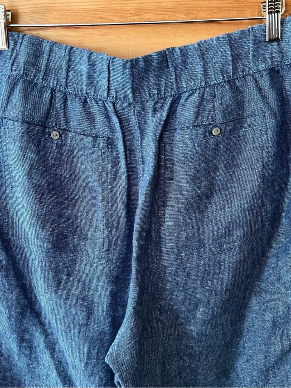 pureJill Linen Blue Cropped Wide-Leg Pants Coastal Cottagecore Poet Soft Comfy - Picture 10 of 11